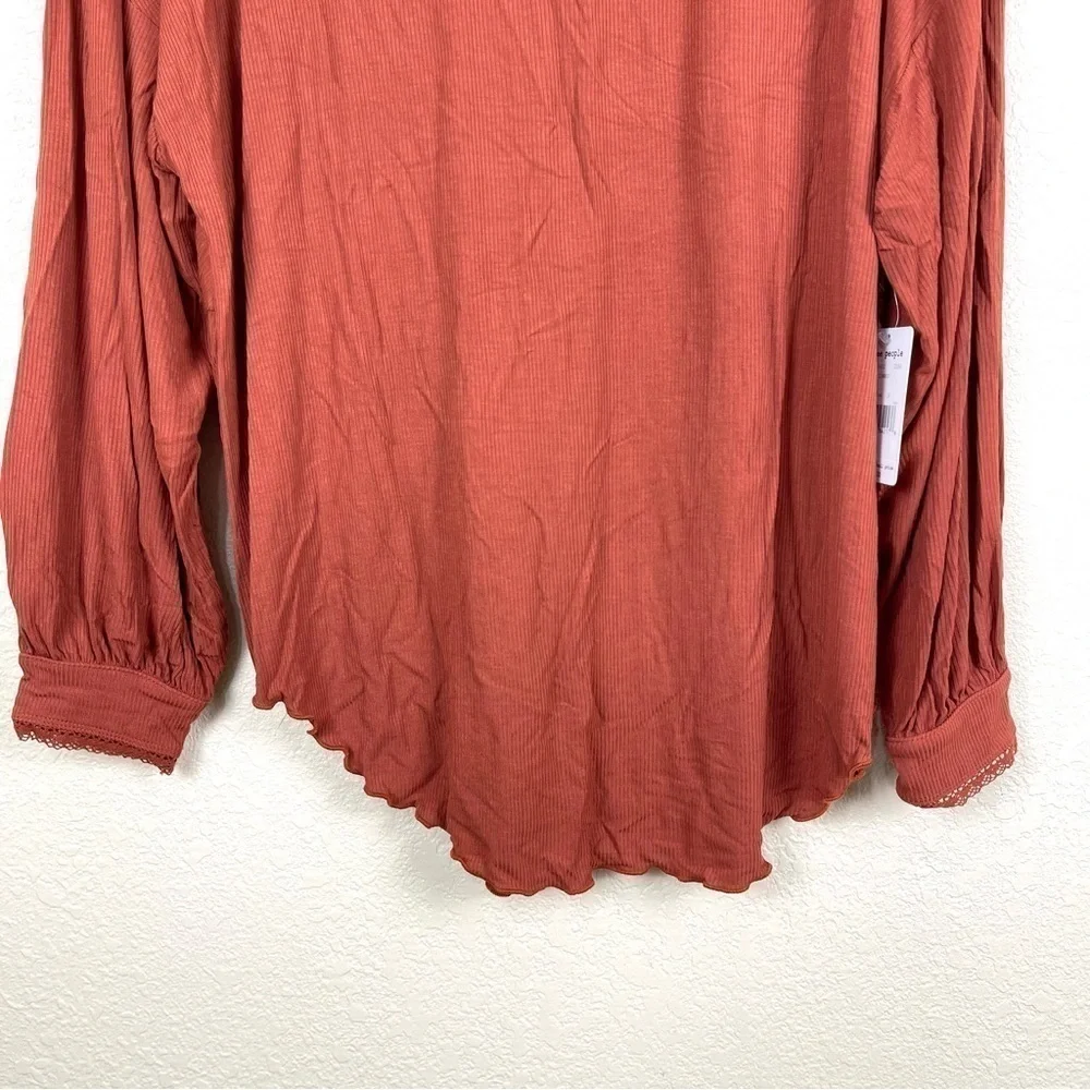 Free People Shimmy Shake Cowboy Long Sleeve Pullover V-Back Top Size Small Women